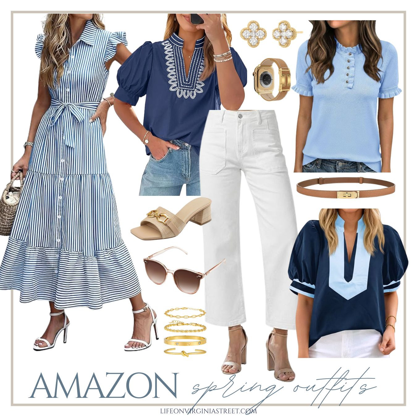 Cute navy blue spring outfit ideas for work, going out, and church - all from Amazon!  

 #LTKSeasonal #LTKSaleAlert #LTKWorkwear