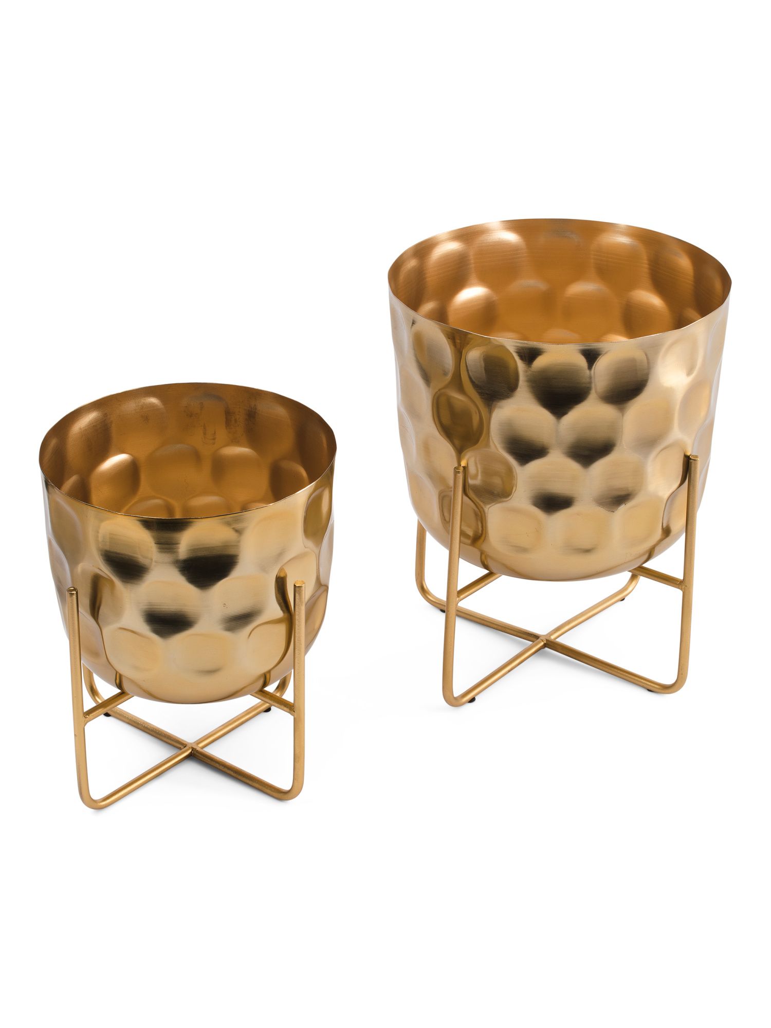 2pc Hammered Metal Indoor Planters With Stands | TJ Maxx
