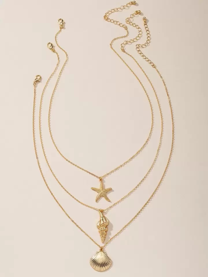 3pcs Shell Charm Necklace | SHEIN