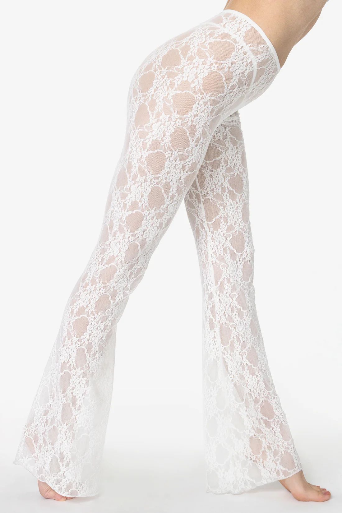 FNS300 - Floral Lace Flare Leggings | Los Angeles Apparel