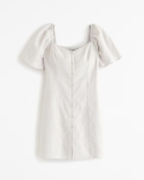 Women's Linen-Blend Button-Through Mini Dress | Women's Dresses & Jumpsuits | Abercrombie.com | Abercrombie & Fitch (US)