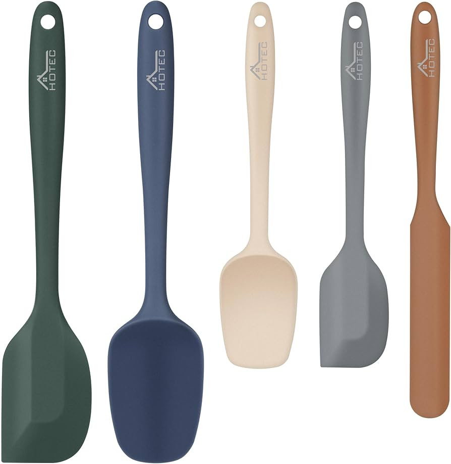 HOTEC Heat Resistant 600℉ BPA-Free Silicone Rubber Spatula Set for Baking, Cooking, and Mixing ... | Amazon (US)
