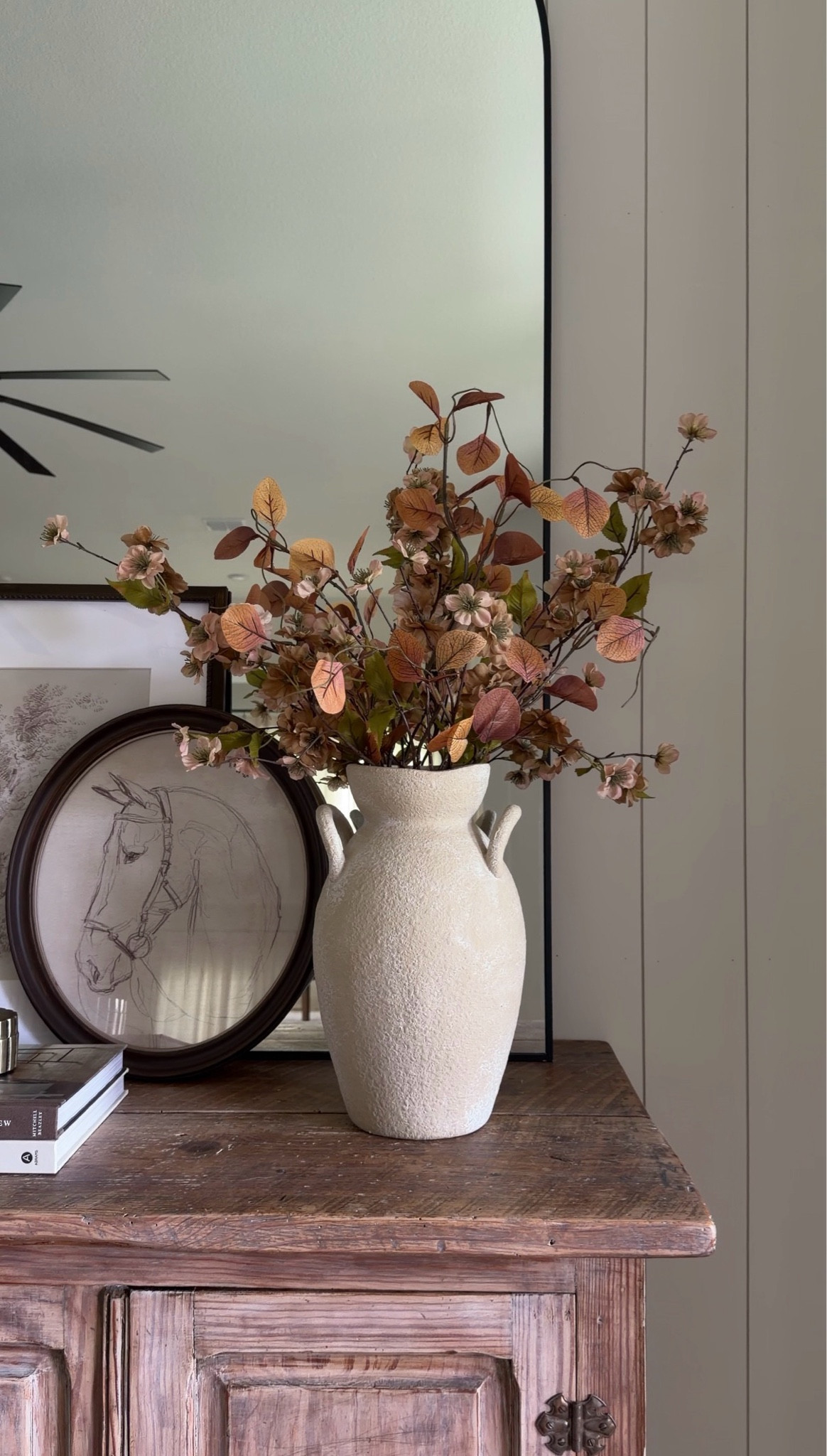 these fall stems are setting all the cozy vibes!!! i have 2 floral stems and 3 leaf stems in this vase from hobby lobby
⁠
#michaelshaul #michaelsfinds #cozyhomevibes #cozyfall #fallhomedecor  

 #LTKSeasonal #LTKHome #LTKSaleAlert