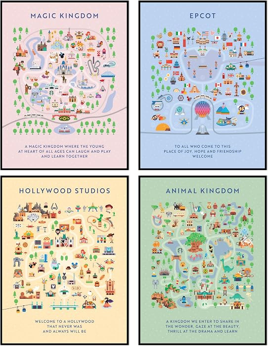 Amusement Theme Park Map Poster – Unframed 12x16 Inch Posters & Prints – Iconic Fantasy Magic... | Amazon (US)