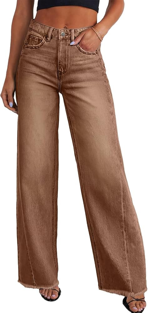 Sidefeel Women's Wide Leg Jeans High Waisted Stretchy Denim Pants | Amazon (US)