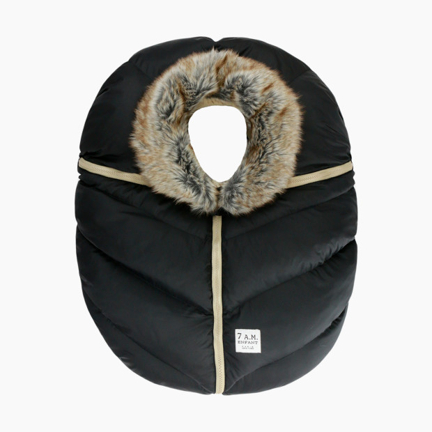 7AM Enfant Car Seat Cocoon Tundra in Black Faux Fur | 100% Nylon | Babylist