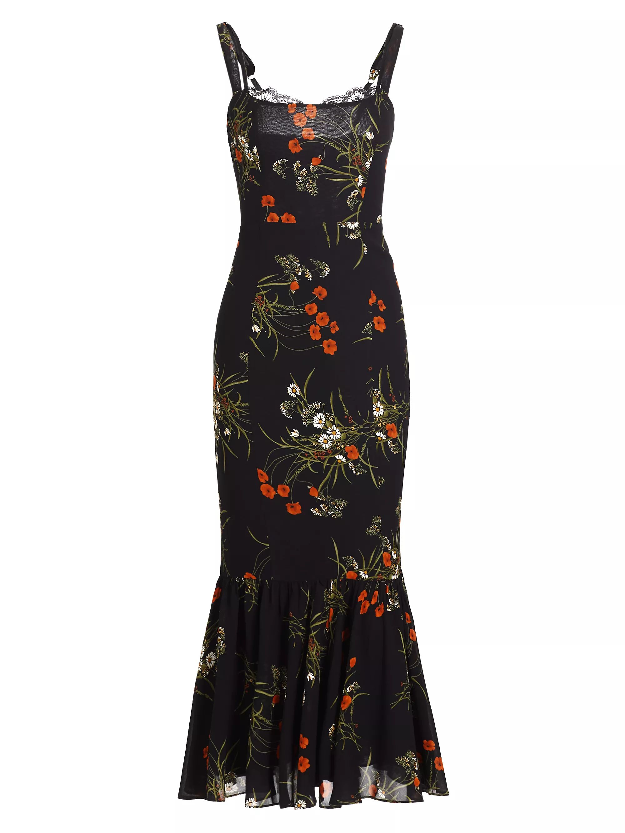 Shop Reformation Irisa Floral Fluted Midi-Dress | Saks Fifth Avenue | Saks Fifth Avenue