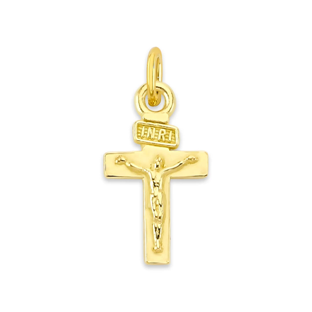 Solid 10k/14k Gold INRI Crucifix Charm: Dainty Cross Pendant - Etsy | Etsy (US)