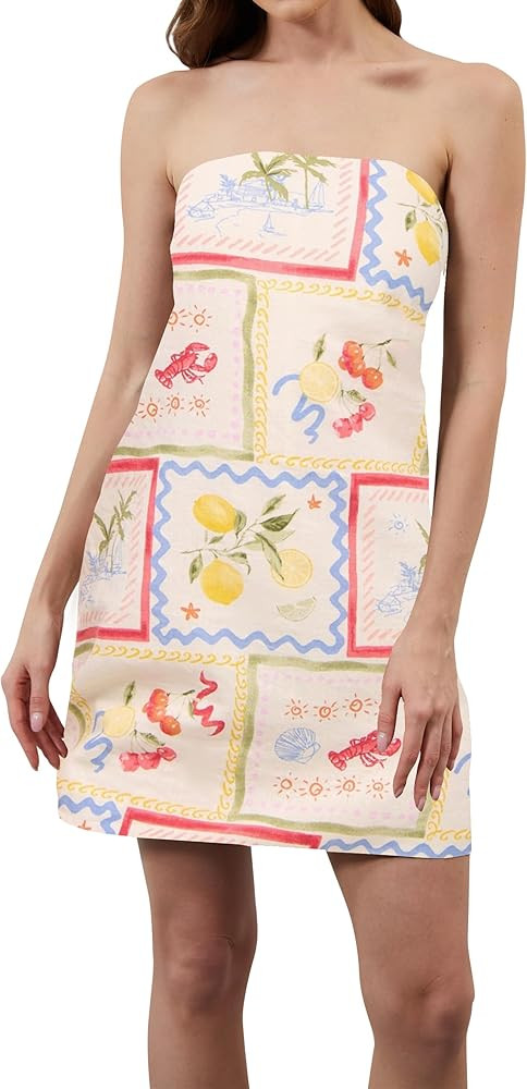 Women Strapless Mini Tube Shell Dress Sexy Bodycon Spaghetti Strap Mini Dresses Going Out Short P... | Amazon (US)