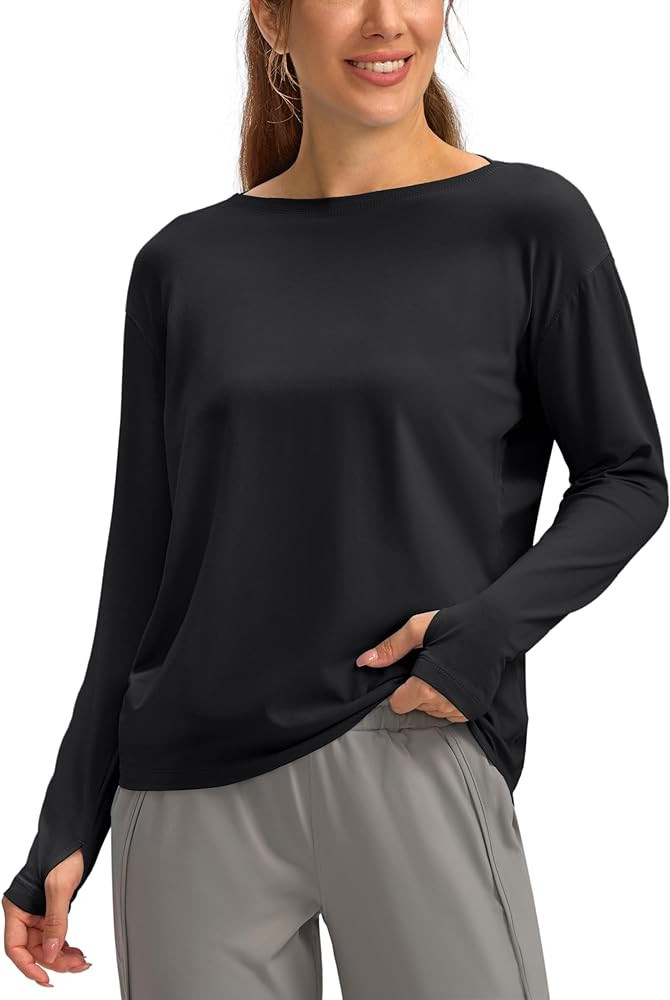 Soothfeel Long Sleeve Workout Shirts for Women Loose Fit Yoga Running Athletic Shirts Cotton Acti... | Amazon (US)