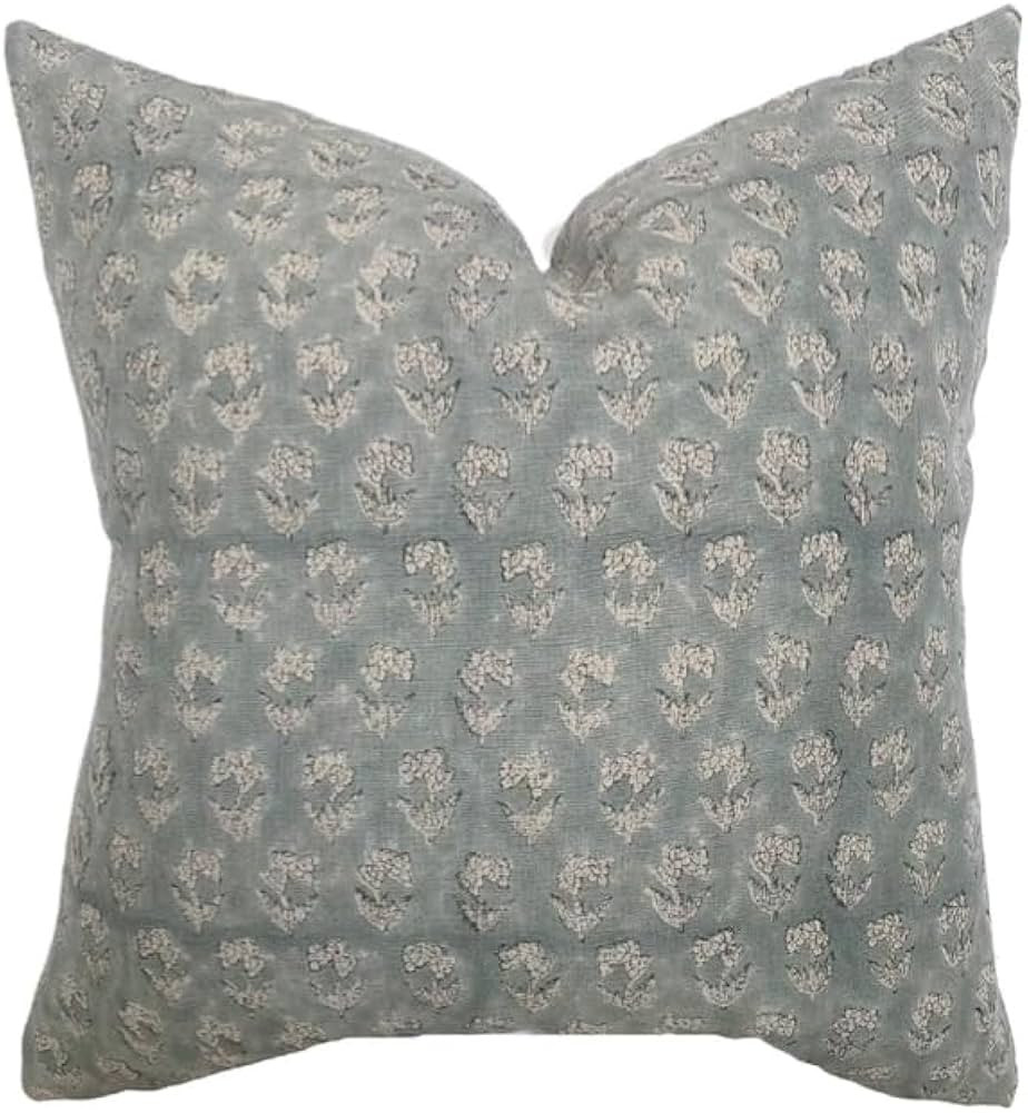 Pillow Cover Thick Cotton 20 x 20 in Double Sided Block Print Gold Zipper for Easy Removal Home D... | Amazon (US)