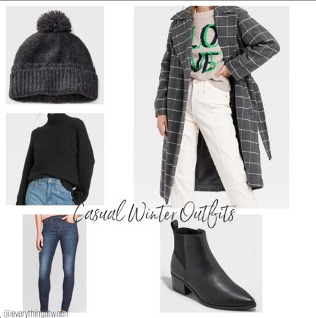 Causal winter outfit: winter, coat, beanie, booties, jeans, sweater 

#LTKSeasonal #LTKHoliday #LTKstyletip