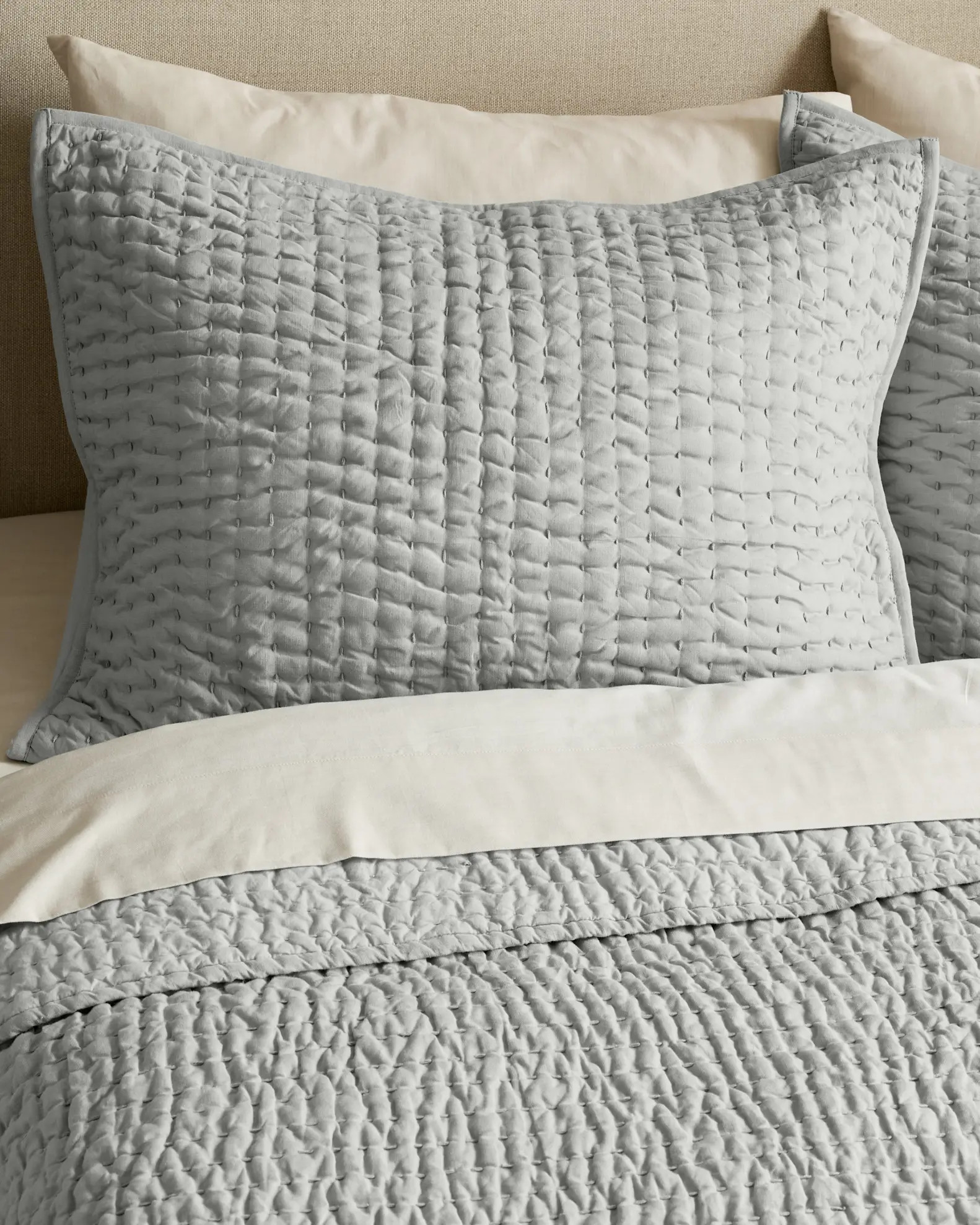 European Linen Cotton Stitch Quilt Set | Quince
