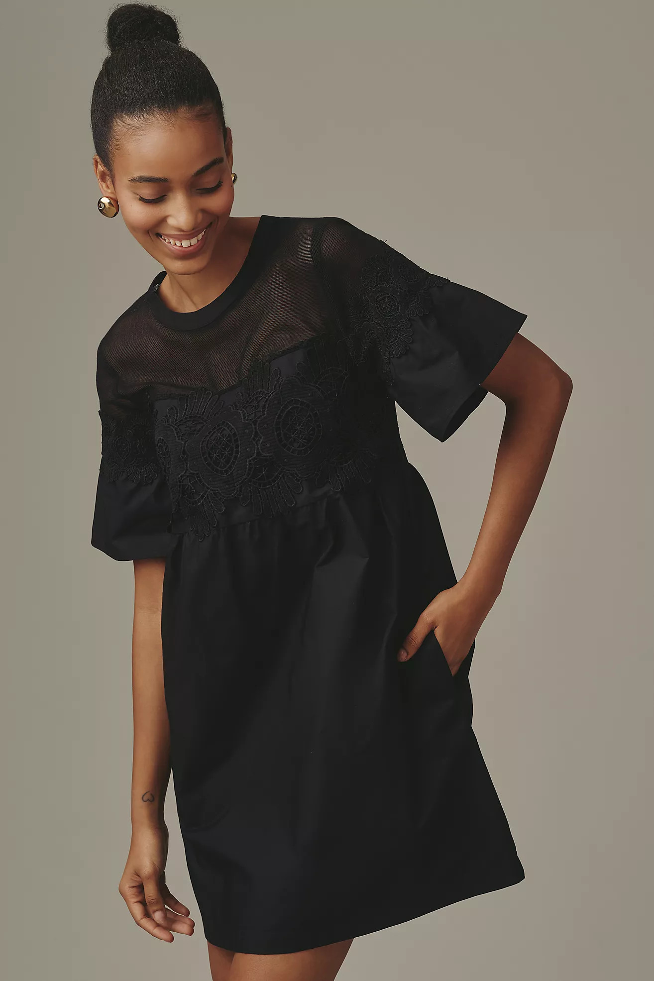 By Anthropologie Cotton Poplin Swing Mini Dress | Anthropologie (US)