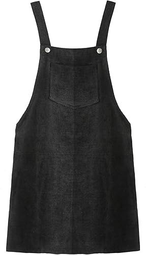 Romwe Women's Straps A-line Corduroy Pinafore Bib Pocket Overall Dress | Amazon (US)