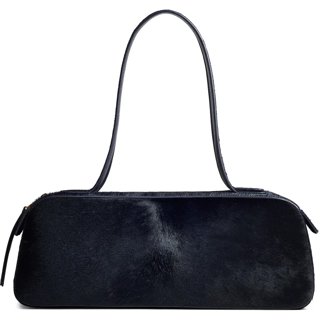 Khaite Simona Genuine Calf Hair Shoulder Bag in Midnight Navy at Nordstrom | Nordstrom