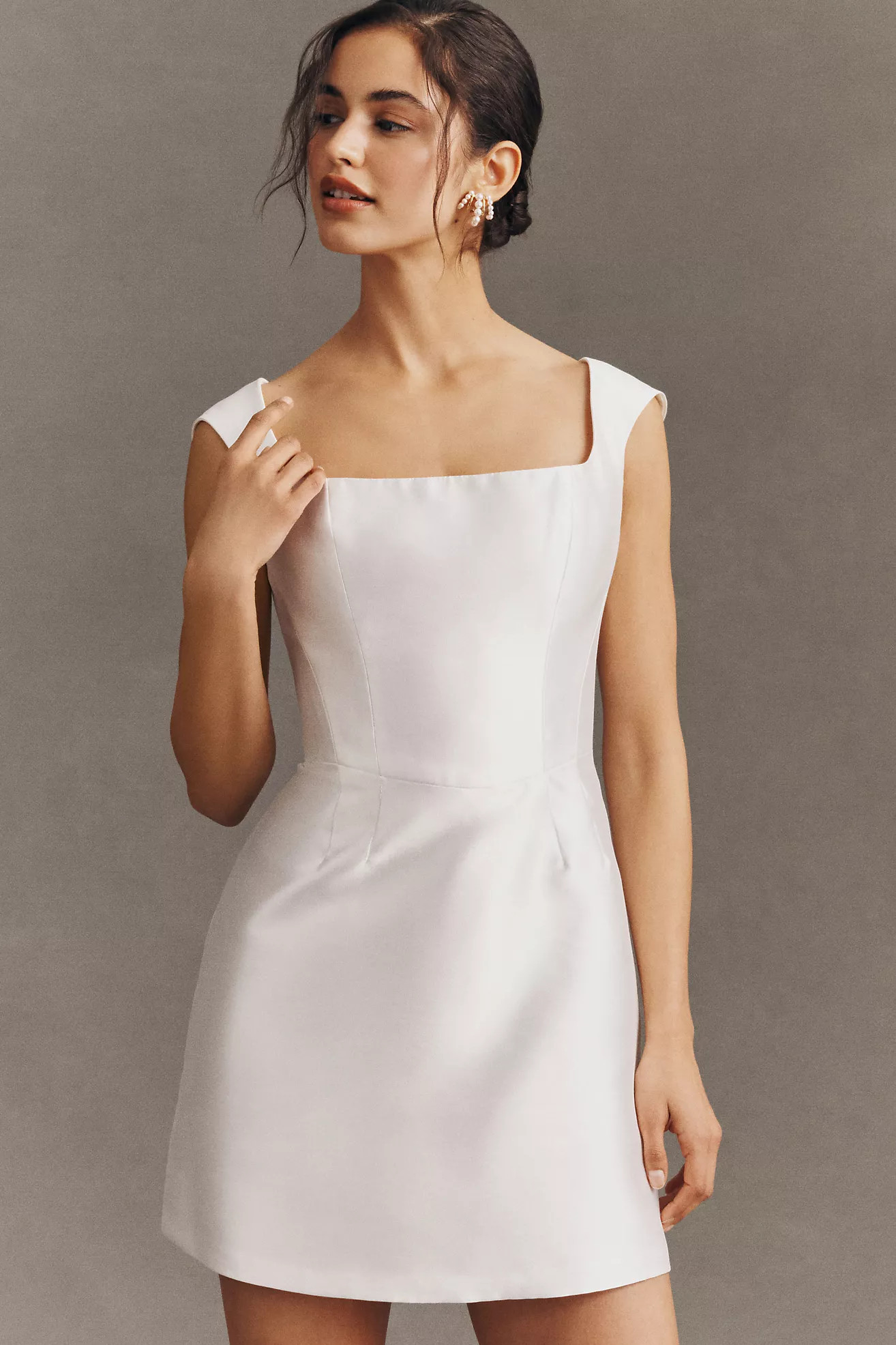 Watters Ambra Satin Square-Neck Mini Dress | Anthropologie (US)