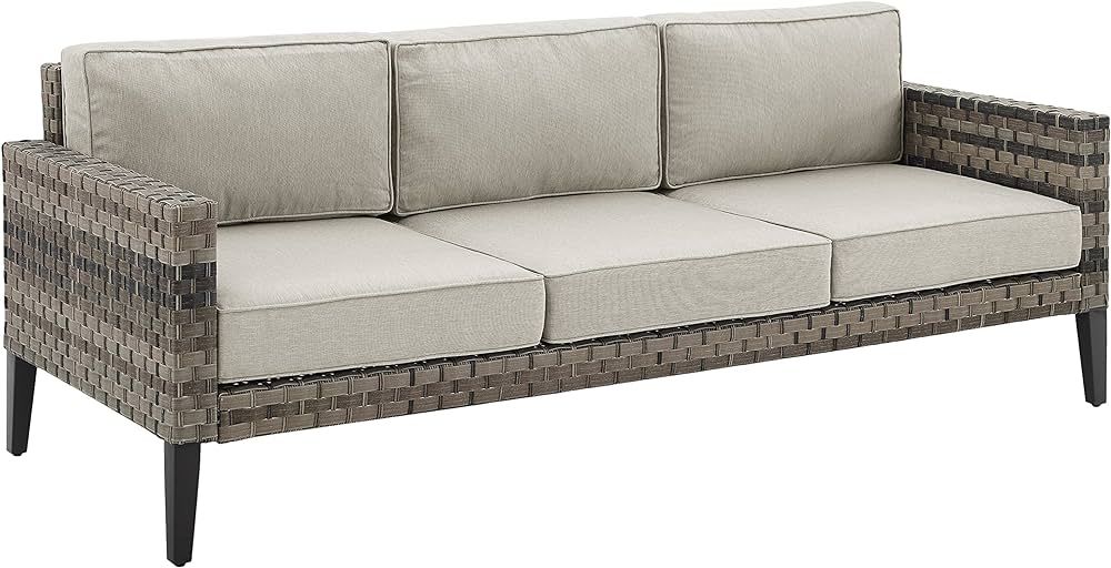 Crosley Furniture KO70250BR-TE Prescott Outdoor Wicker Sofa, Brown with Taupe Cushions | Amazon (US)