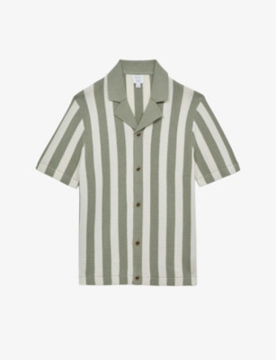 Tortolli Cuban-collar stripe-pattern cotton shirt | Selfridges