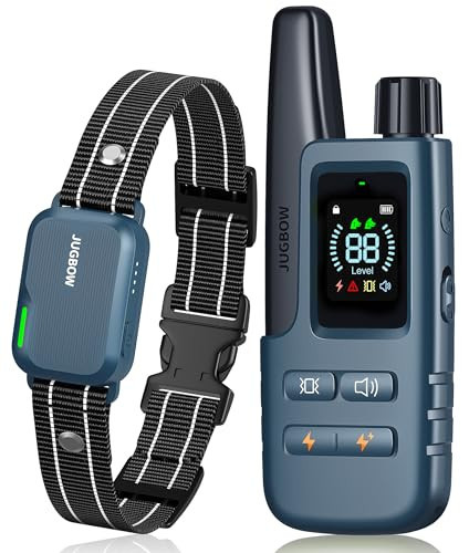 Jugbow Dog Shock Collar - 3300FT Dog Training Collar with Remote IPX7 Waterproof Electric Collar with 4 Training Modes, Security Lock, Rechargeable e-Collar for All Breeds, Sizes Cyan Blue | Amazon (US)