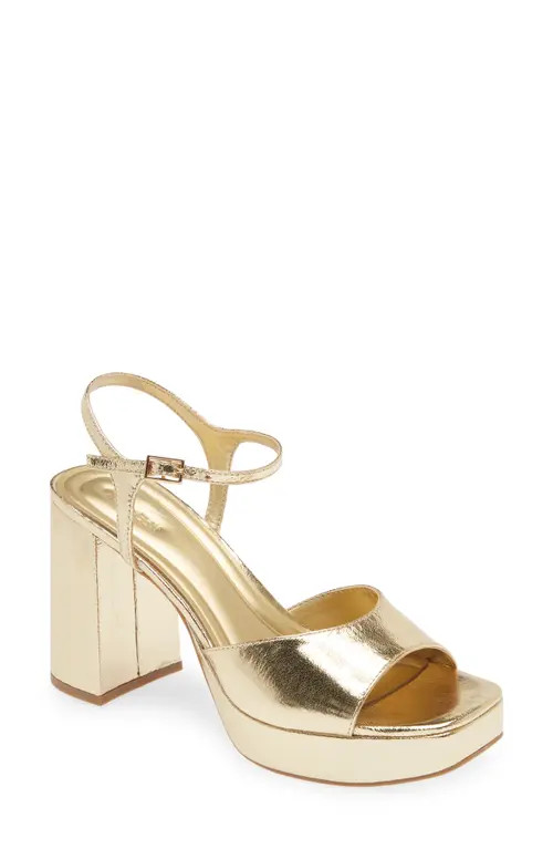 Open Edit Whitney Block Heel Sandal in Gold Metallic at Nordstrom, Size 10 | Nordstrom