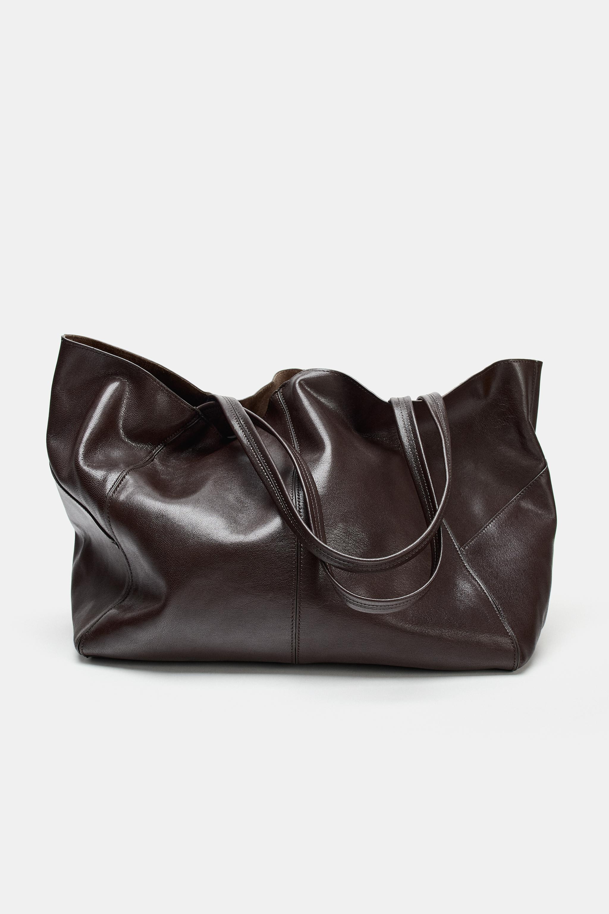 LEATHER MAXI TOTE BAG | Zara UK