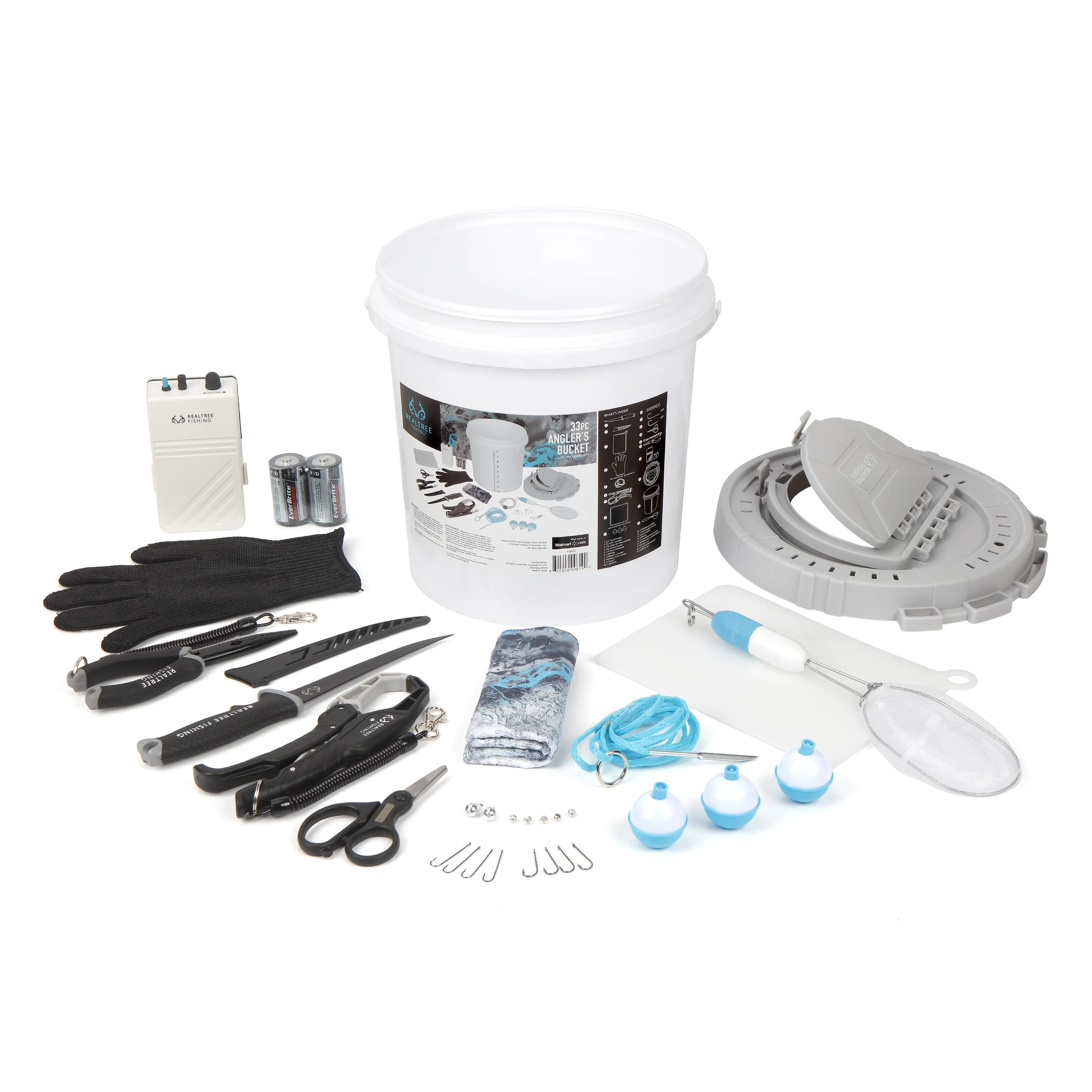 Realtree Angler Fishing Bucket and Tool Kit with Speed Aerator, Fish Fillet Knife, Fish Hook Remo... | Walmart (US)