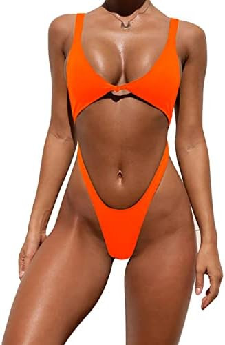 Tainehs Womens Sexy One Piece Bikini Swimsuits High Cut Cheeky Swimwear Thong Bottoms Bathing Swi... | Amazon (US)