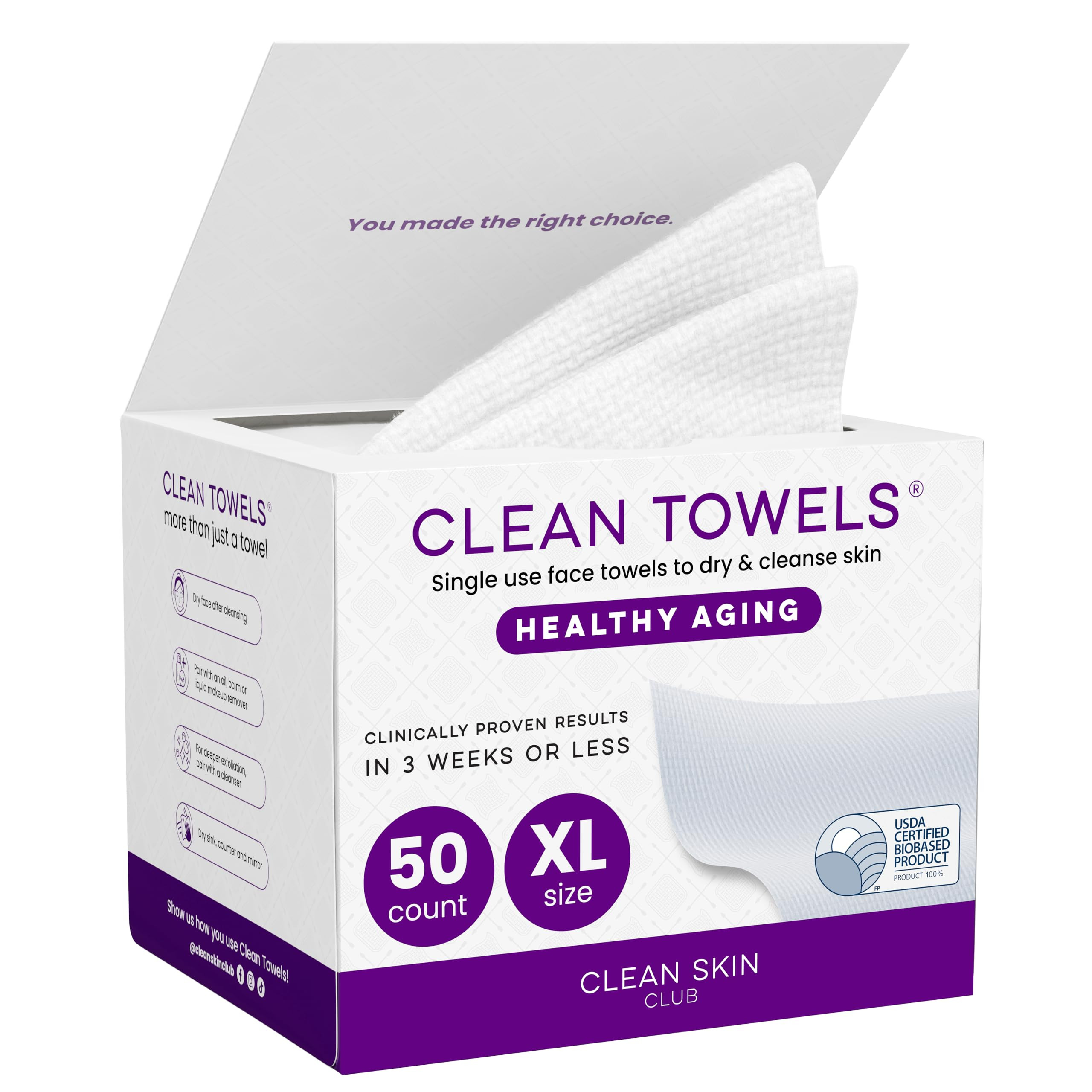 CLEAN SKIN CLUB Healthy Aging Clean Towels® XL, Smooths Fine Lines Wrinkles & Texture, Disposabl... | Amazon (US)