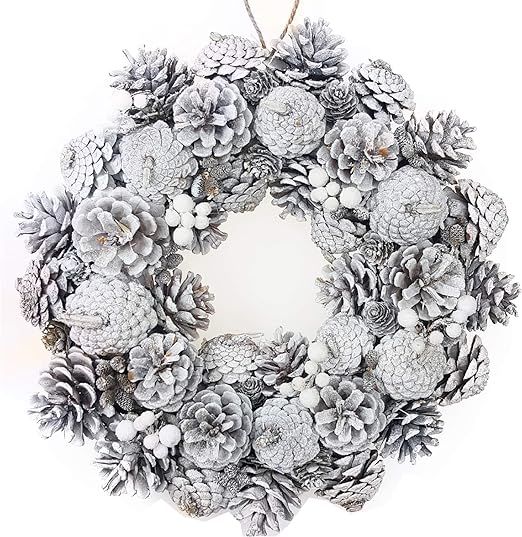 Amazon.com: 15" Christmas Wreath Christmas Front Door Decoration Artificial Plants & Flowers for ... | Amazon (US)