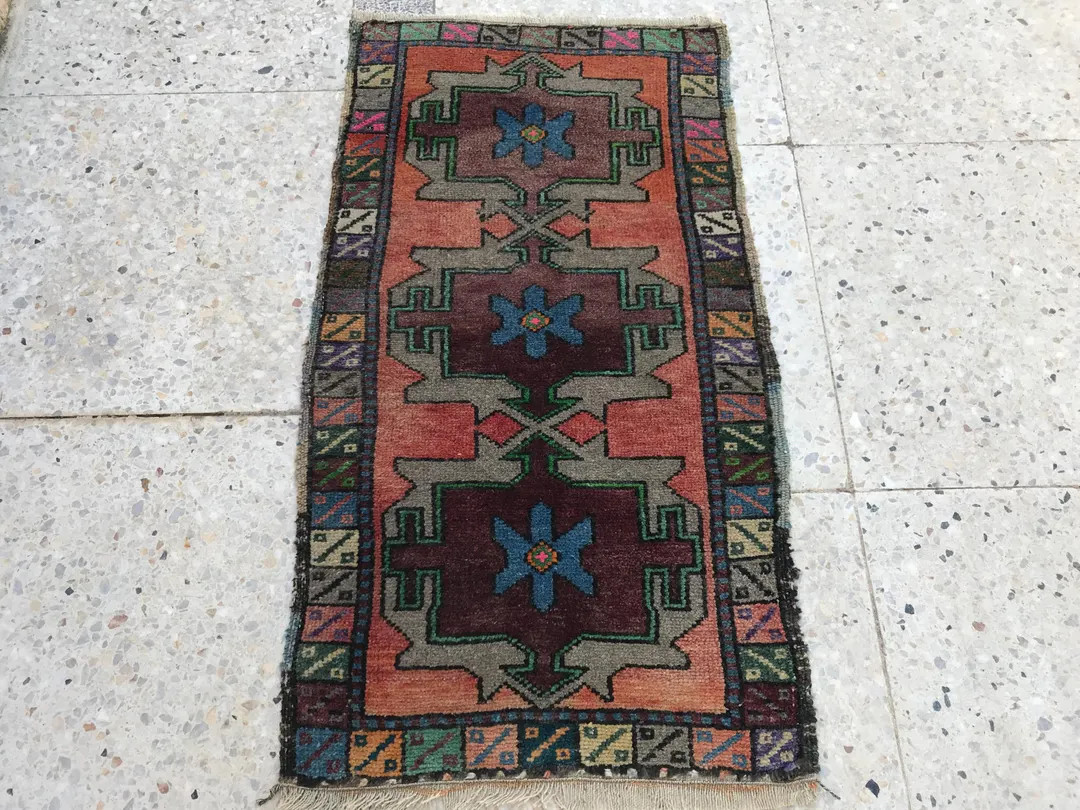 Small Vintage Rug, Small Runner Rug, Mini Turkish Rug, Doormat Rug, for Bath, Bedroom , Kıtchen ... | Etsy (US)