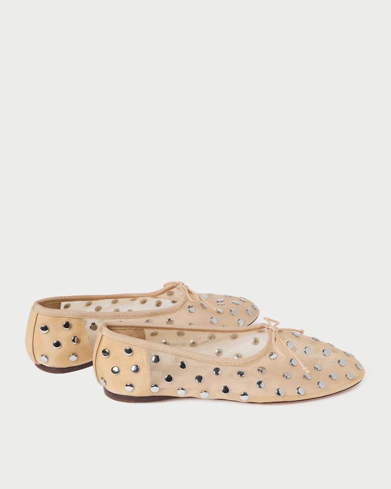 Landon Caramel/Silver Mesh Ballet Flat | Loeffler Randall