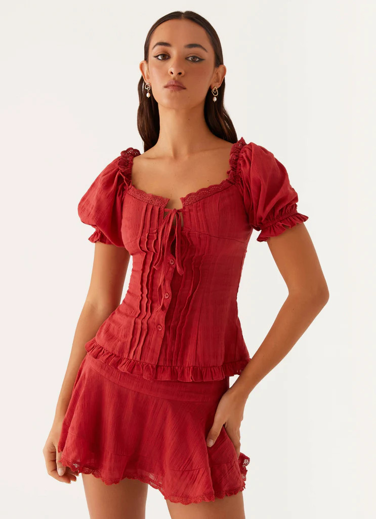 Hundred Percent Mini Skirt - Red | Peppermayo (Global)