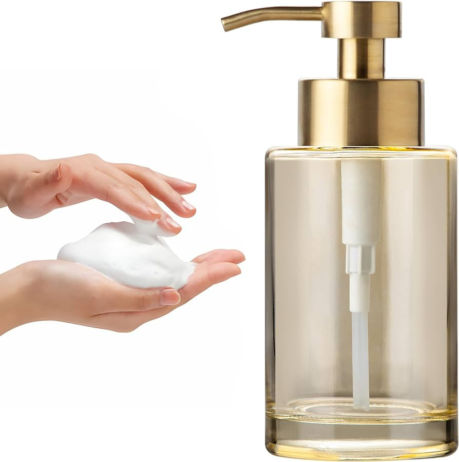 Enra Gold Foaming Soap Dispenser, 12oz Thick Glass Bathroom & Kitchen Dispenser with Stainless St... | Amazon (US)