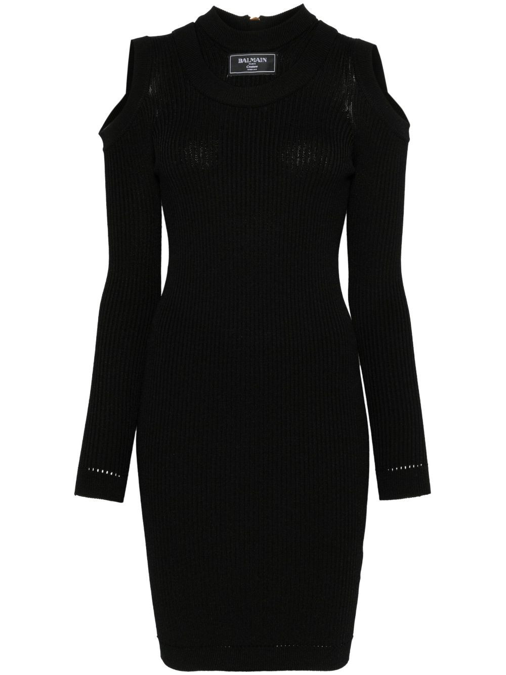 Balmain logo-patch mini dress - Black | Farfetch Global