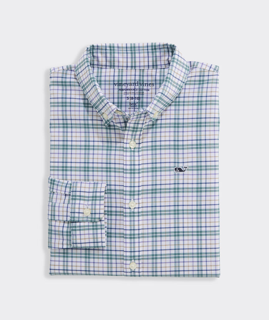 Boys' Performance Cotton Check Shirt | vineyard vines