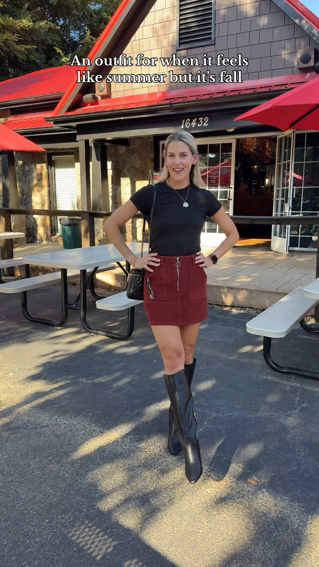 Top - older, wearing a size XS

Skirt - older Top Shop, linking similar 

Boots - older Vince Camuto, linking similar 

#LTKSeasonal