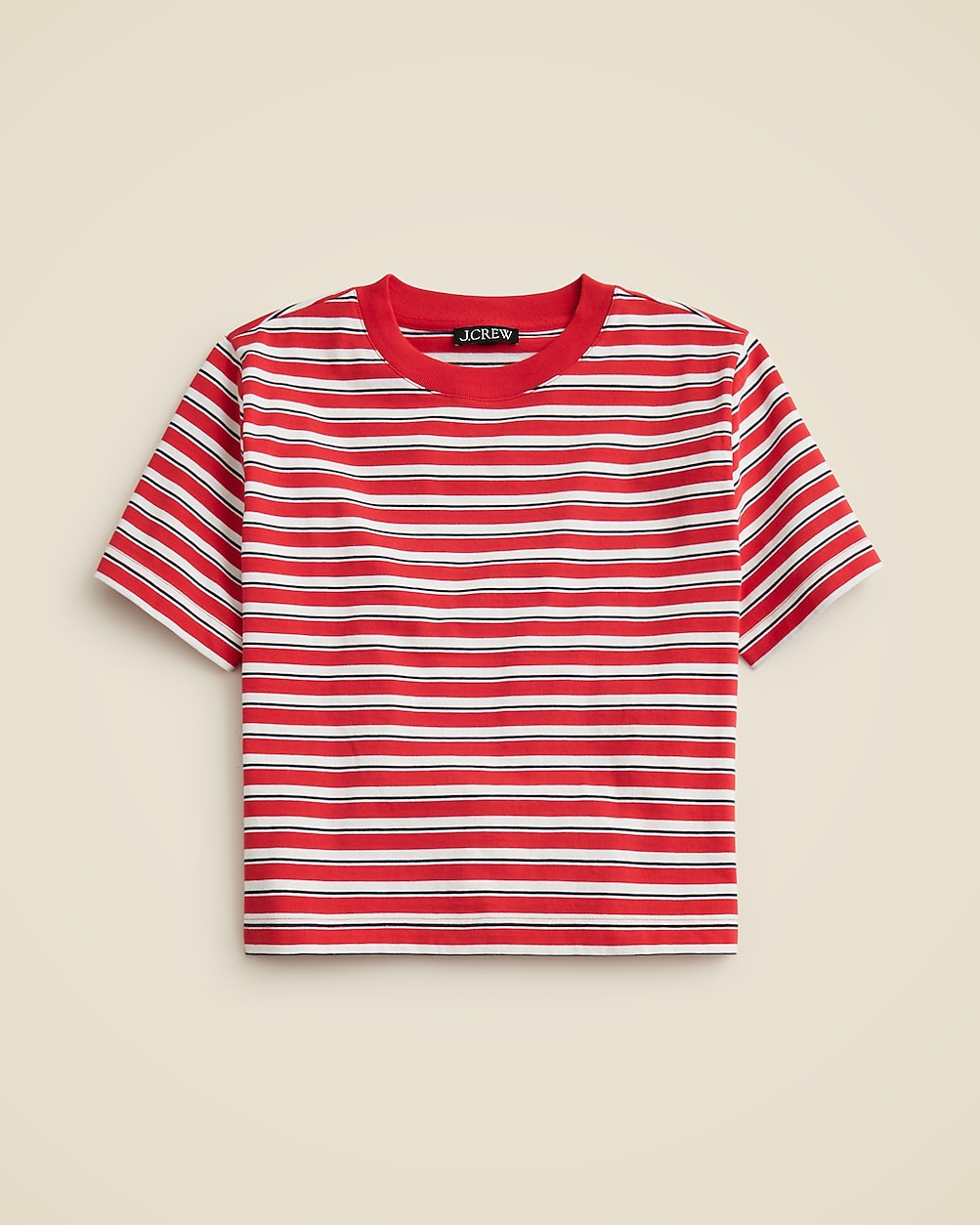 Relaxed premium-weight cropped T-shirt in stripe | J. Crew US