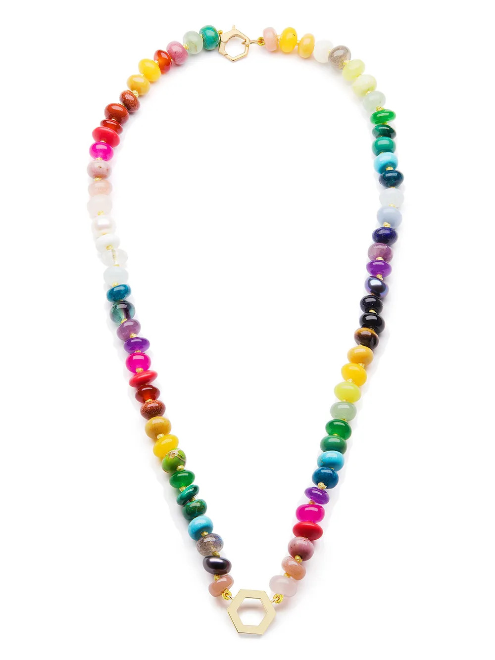 18kt yellow gold rainbow gemstone beaded necklace | Farfetch Global