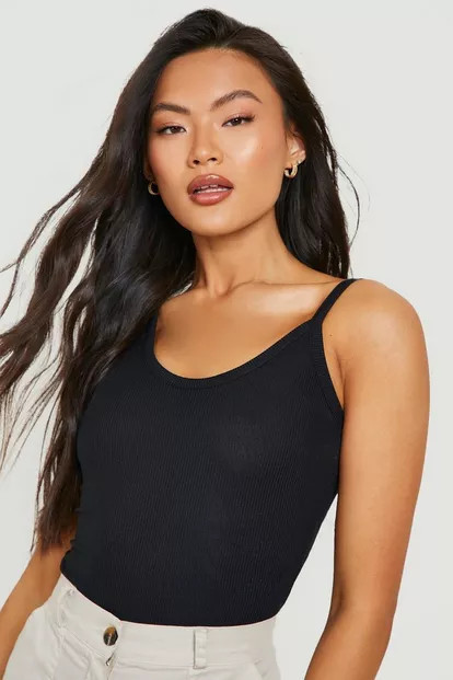 Strappy Shoulder Rib Bodysuit | Boohoo.com (US & CA)