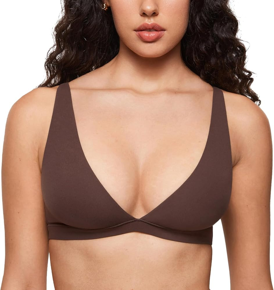 INLYRIC Women's Inbarely Soft Plunge Bralette - Deep V Unlined Triangle No Padding No Underwire S... | Amazon (US)