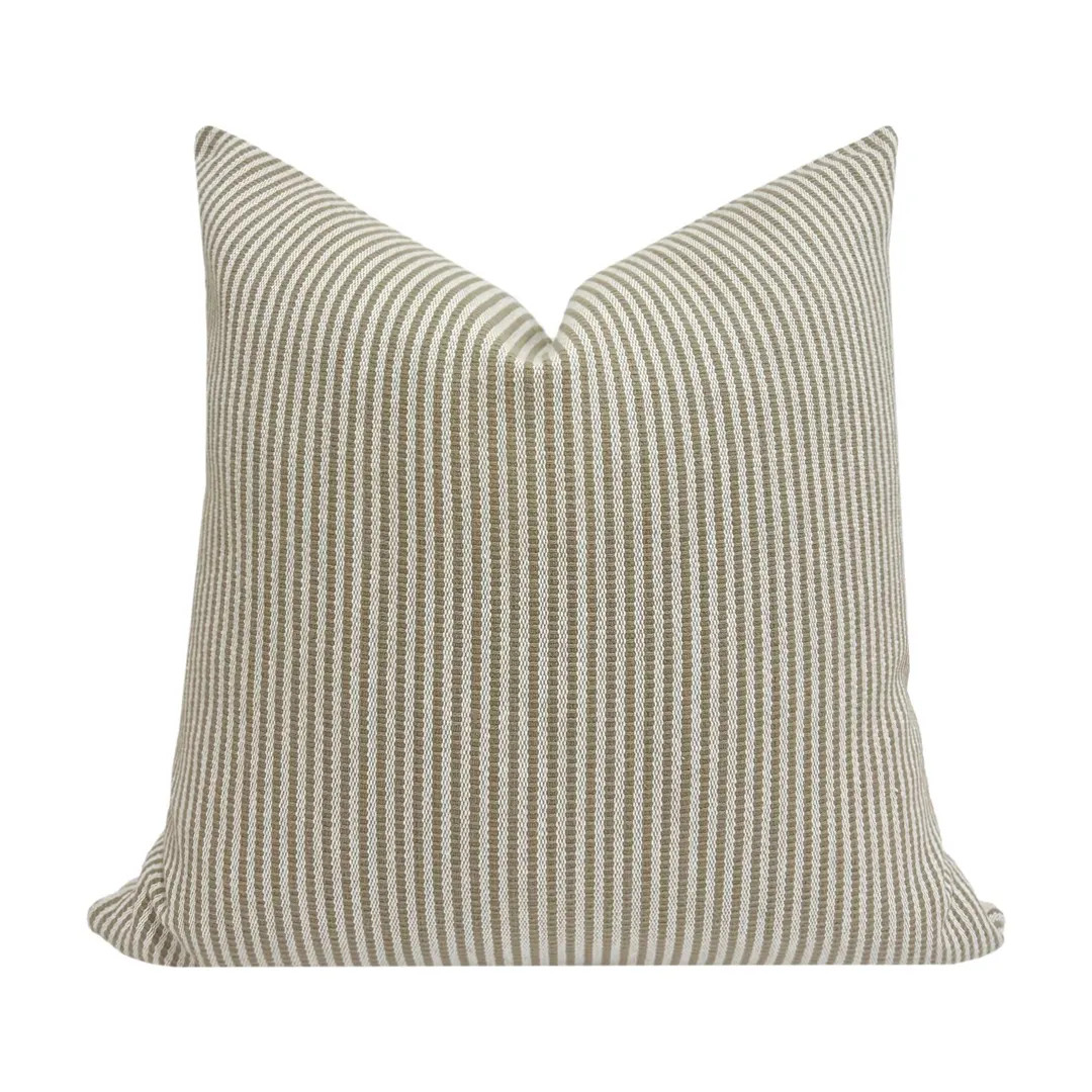 VANCE || Designer Striped Pillow Cover, Taupe Striped Pillow Cover, Striped Pillow, Cream Striped... | Etsy (Global)