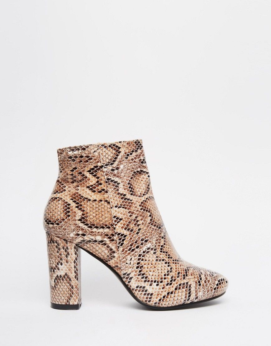 Daisy Street Snake Print Block Heeled Ankle Boots | ASOS UK