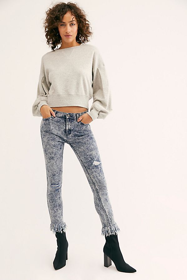 Great Heights Acid Wash Frayed Skinny Jeans | Free People (Global - UK&FR Excluded)