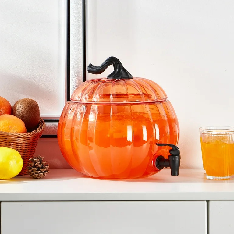 Way To Celebrate 1.5 Gal Orange Pumpkin Glass Dispenser | Walmart (US)