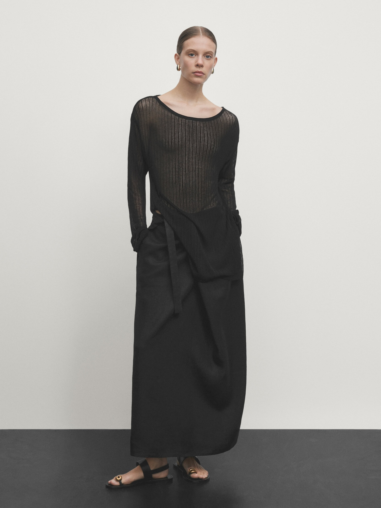 100% linen pareo skirt | Massimo Dutti US