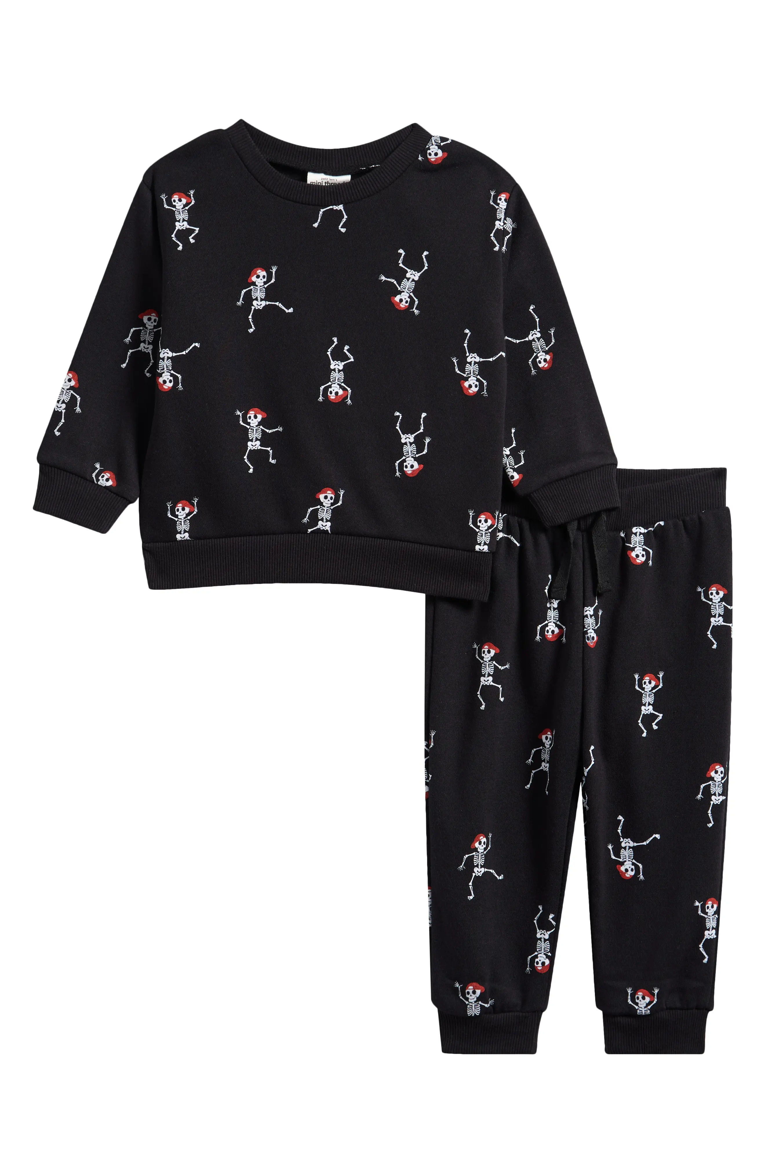 Petit Lem’s Mini Threads Kids' Pumpkin 2-Piece Sweatshirt & Joggers Set in Dark Green Stripe at Nordstrom Rack, Size 12M | Nordstrom Rack