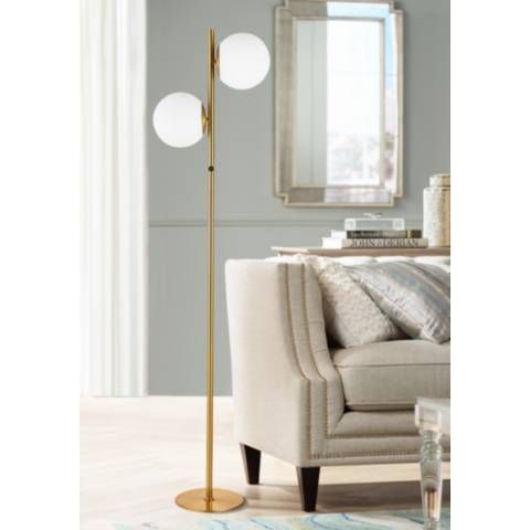 Folgar Aged Brass Metal 2-Light Floor Lamp - #956G2 | Lamps Plus | Lamps Plus