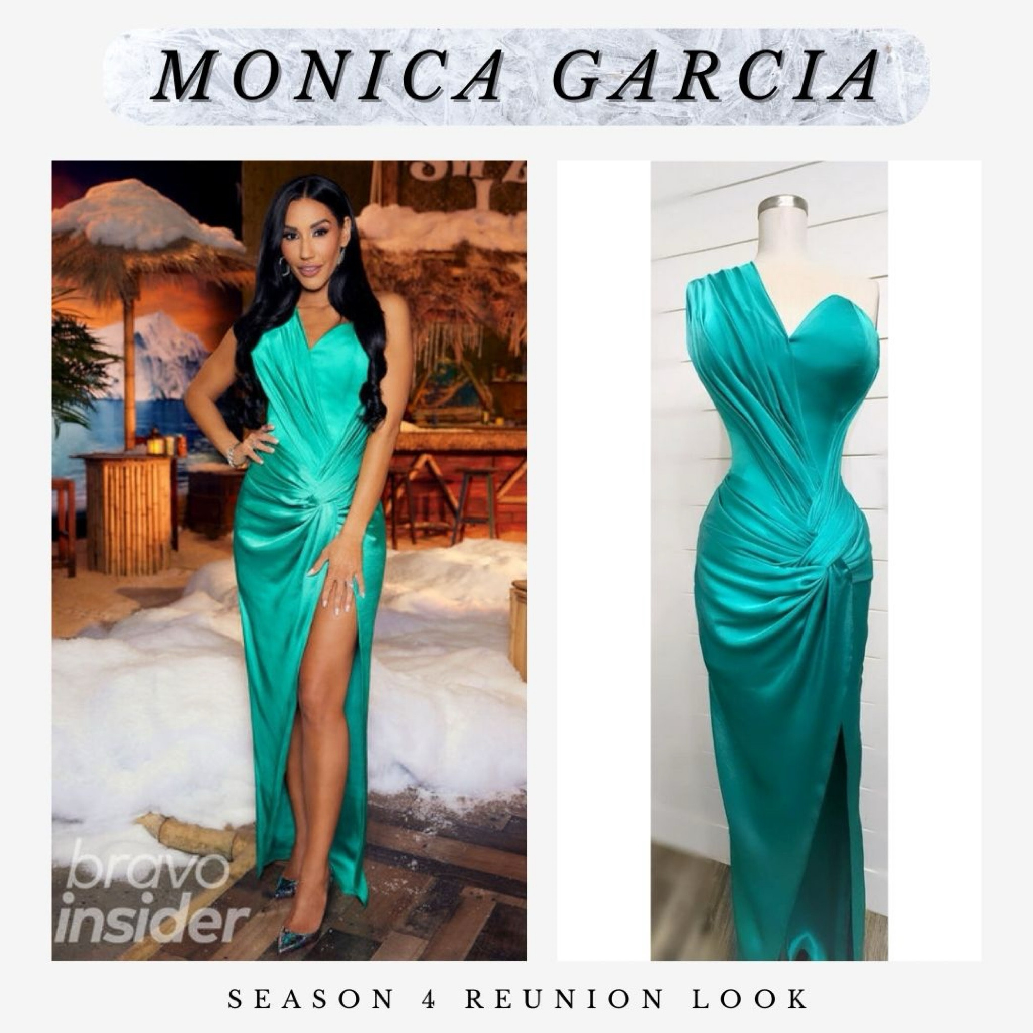Monica Garcia’s Real Housewives of Salt Lake City Season 4 Reunion Dress is by Koa Johnson / Shoes: Christian Louboutin / Jewelry: Swarovski / Hair: @lina_kidis / Makeup: @andy.truu / Sylist: @Koa Johnson / Nails: M. Vince / Photo: Clifton Prescod / Photo Assist: Jocelyn Prescod

Shop Similar Below

Photo + Info: @BravoTV