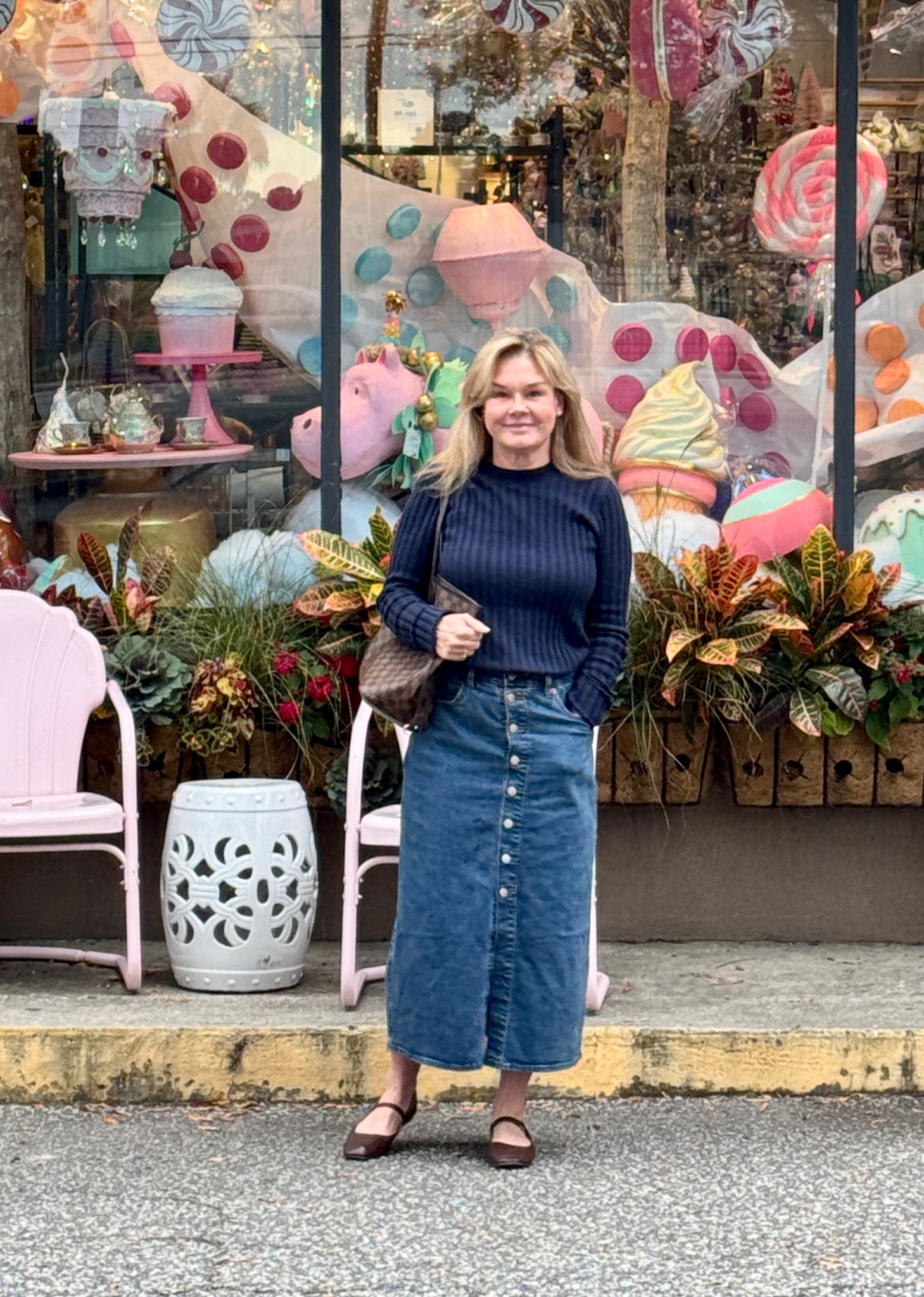 The perfect denim skirt. Never frumpy with a fitted waist, buttons on the front and the perfect size opening above the ankle.
Under $20 Now!!
Capsule wardrobe, wardrobe, basics, denim skirt . 

#LTKStyleTip #LTKOver40 #LTKFindsUnder50